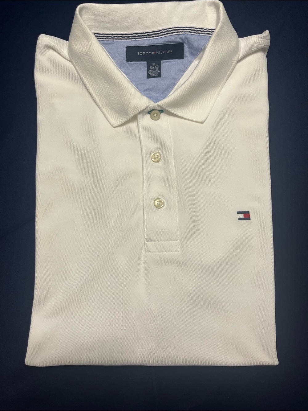 Tommy Hilfiger Cream Polo with Signature Flag